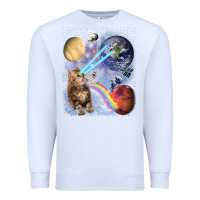 White Fluffy Kitten Shoot Laser Rainbow Space Galaxy, Cat Gifts Premium Sweatshirt - SnappyArt
