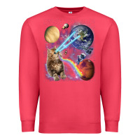 Cardinal Fluffy Kitten Shoot Laser Rainbow Space Galaxy, Cat Gifts Premium Sweatshirt - SnappyArt