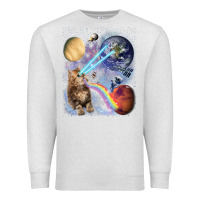 Oatmeal Heather Fluffy Kitten Shoot Laser Rainbow Space Galaxy, Cat Gifts Premium Sweatshirt - SnappyArt