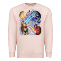 Pale Pink Fluffy Kitten Shoot Laser Rainbow Space Galaxy, Cat Gifts Premium Sweatshirt - SnappyArt