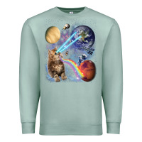 Seafoam Fluffy Kitten Shoot Laser Rainbow Space Galaxy, Cat Gifts Premium Sweatshirt - SnappyArt