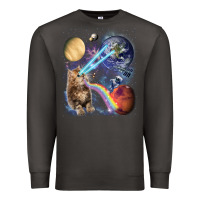 Smoke Fluffy Kitten Shoot Laser Rainbow Space Galaxy, Cat Gifts Premium Sweatshirt - SnappyArt