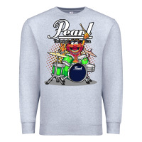 Heather Grey ANIMAL DRUMMER PEARL DRUMS Premium Sweatshirt - FloraArt