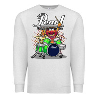 Oatmeal Heather ANIMAL DRUMMER PEARL DRUMS Premium Sweatshirt - FloraArt