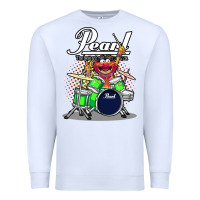 White ANIMAL DRUMMER PEARL DRUMS Premium Sweatshirt - FloraArt