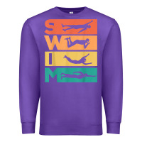 Purple retro vintage swimming gift for swimmers t shirt Premium Sweatshirt - FloraArt