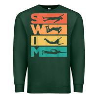 Sports Green retro vintage swimming gift for swimmers t shirt Premium Sweatshirt - FloraArt