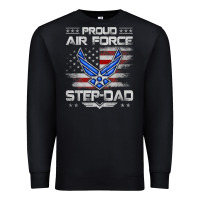 Black proud air force step dad veteran vintage flag veterans day t shirt Premium Sweatshirt - FloraArt