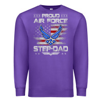 Purple proud air force step dad veteran vintage flag veterans day t shirt Premium Sweatshirt - FloraArt