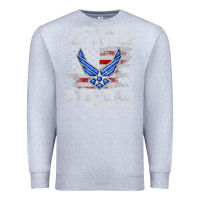Heather Grey proud air force step dad veteran vintage flag veterans day t shirt Premium Sweatshirt - FloraArt