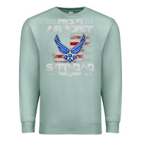 Seafoam proud air force step dad veteran vintage flag veterans day t shirt Premium Sweatshirt - FloraArt
