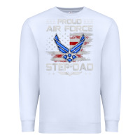 White proud air force step dad veteran vintage flag veterans day t shirt Premium Sweatshirt - FloraArt