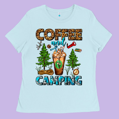 Coffee And Camping Frappe Ladies Tee Designed By Fadigitalartstudio