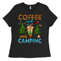 Black Coffee And Camping Frappe Ladies Tee - FaDigitalArtStudio