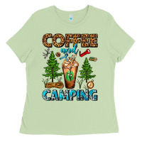 Matcha Coffee And Camping Frappe Ladies Tee - FaDigitalArtStudio