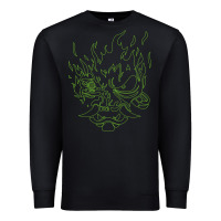 Black Cyberpunk samurai Neon Green Premium Sweatshirt - FloraArt