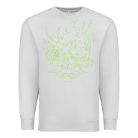 Dove Grey Cyberpunk samurai Neon Green Premium Sweatshirt - FloraArt