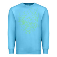 Ocean Blue Cyberpunk samurai Neon Green Premium Sweatshirt - FloraArt
