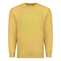 Antique Gold Cyberpunk samurai Neon Green Premium Sweatshirt - FloraArt