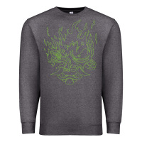 Charcoal Heather Cyberpunk samurai Neon Green Premium Sweatshirt - FloraArt