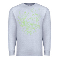 Heather Grey Cyberpunk samurai Neon Green Premium Sweatshirt - FloraArt
