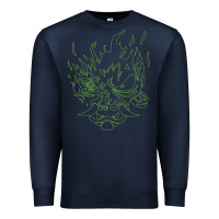 Navy Cyberpunk samurai Neon Green Premium Sweatshirt - FloraArt