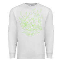 Oatmeal Heather Cyberpunk samurai Neon Green Premium Sweatshirt - FloraArt
