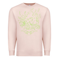 Pale Pink Cyberpunk samurai Neon Green Premium Sweatshirt - FloraArt