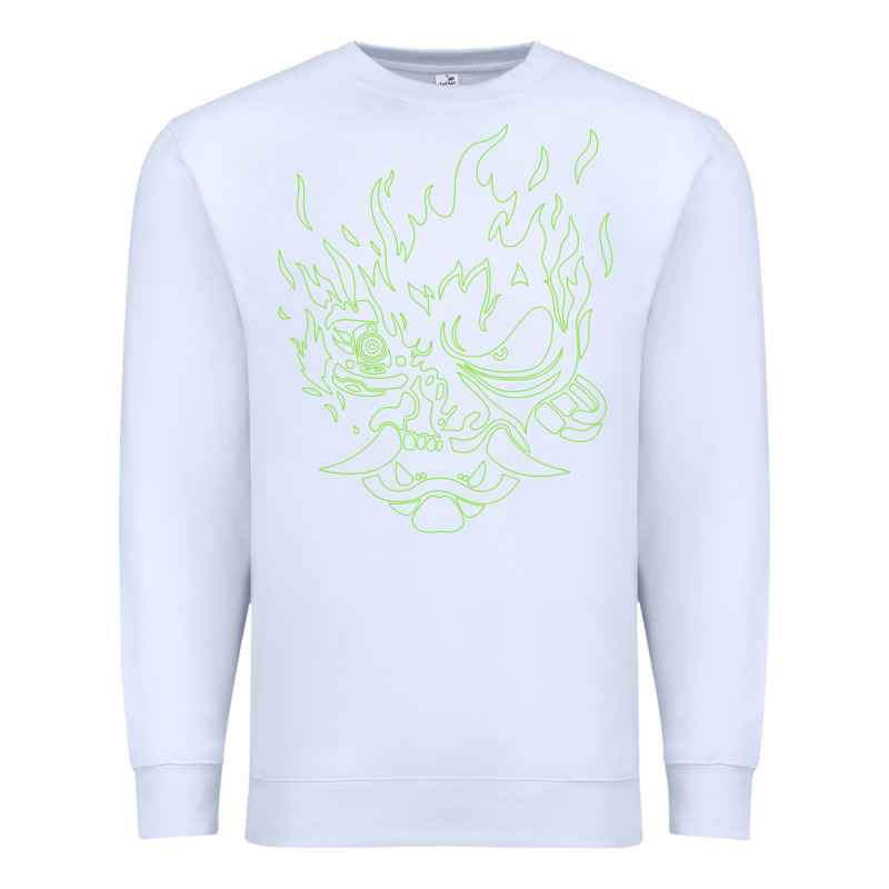 Cyberpunk Samurai Neon Green Premium Sweatshirt by FloraArt | Teevron