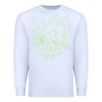 White Cyberpunk samurai Neon Green Premium Sweatshirt - FloraArt