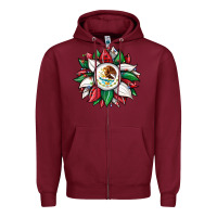 Burgundy Christmas sunflower Mexican flag Zipper Hoodie - JahusDesignShop