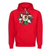 Red Christmas sunflower Mexican flag Zipper Hoodie - JahusDesignShop
