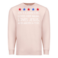 Pale Pink she's a good girl, she's loves her mama, loves jesus t shirt Premium Sweatshirt - FloraArt
