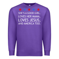 Purple she's a good girl, she's loves her mama, loves jesus t shirt Premium Sweatshirt - FloraArt