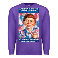 Purple alfred e. neuman for president Premium Sweatshirt - FloraArt