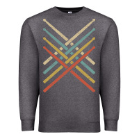 Charcoal Heather retro vintage drummer tshirt 70s 80s distressed drum sticks long sleev Premium Sweatshirt - FloraArt