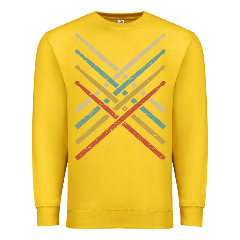 Retro Vintage Drummer Tshirt 70s 80s Distressed Drum Sticks Long Sleev Premium Sweatshirt by FloraArt | Teevron