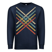 Navy retro vintage drummer tshirt 70s 80s distressed drum sticks long sleev Premium Sweatshirt - FloraArt