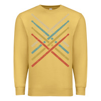 Antique Gold retro vintage drummer tshirt 70s 80s distressed drum sticks long sleev Premium Sweatshirt - FloraArt
