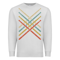 Dove Grey retro vintage drummer tshirt 70s 80s distressed drum sticks long sleev Premium Sweatshirt - FloraArt