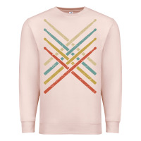 Pale Pink retro vintage drummer tshirt 70s 80s distressed drum sticks long sleev Premium Sweatshirt - FloraArt