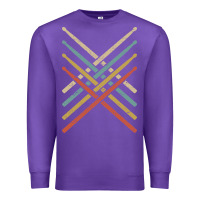 Purple retro vintage drummer tshirt 70s 80s distressed drum sticks long sleev Premium Sweatshirt - FloraArt