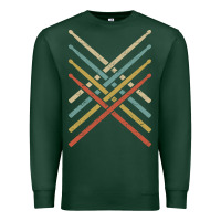 Sports Green retro vintage drummer tshirt 70s 80s distressed drum sticks long sleev Premium Sweatshirt - FloraArt
