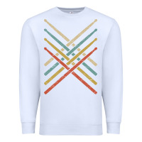 White retro vintage drummer tshirt 70s 80s distressed drum sticks long sleev Premium Sweatshirt - FloraArt