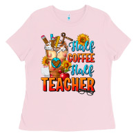 Bubblegum Pink Half Coffee Half Teacher Ladies Tee - FaDigitalArtStudio