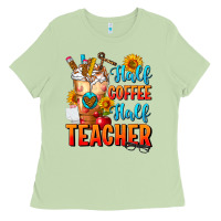 Matcha Half Coffee Half Teacher Ladies Tee - FaDigitalArtStudio