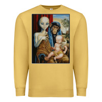 Antique Gold alien chimp baby religion conspiracy poster Premium Sweatshirt - FloraArt