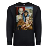 Black alien chimp baby religion conspiracy poster Premium Sweatshirt - FloraArt