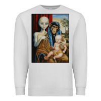 Dove Grey alien chimp baby religion conspiracy poster Premium Sweatshirt - FloraArt
