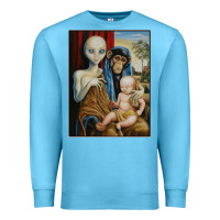 Ocean Blue alien chimp baby religion conspiracy poster Premium Sweatshirt - FloraArt